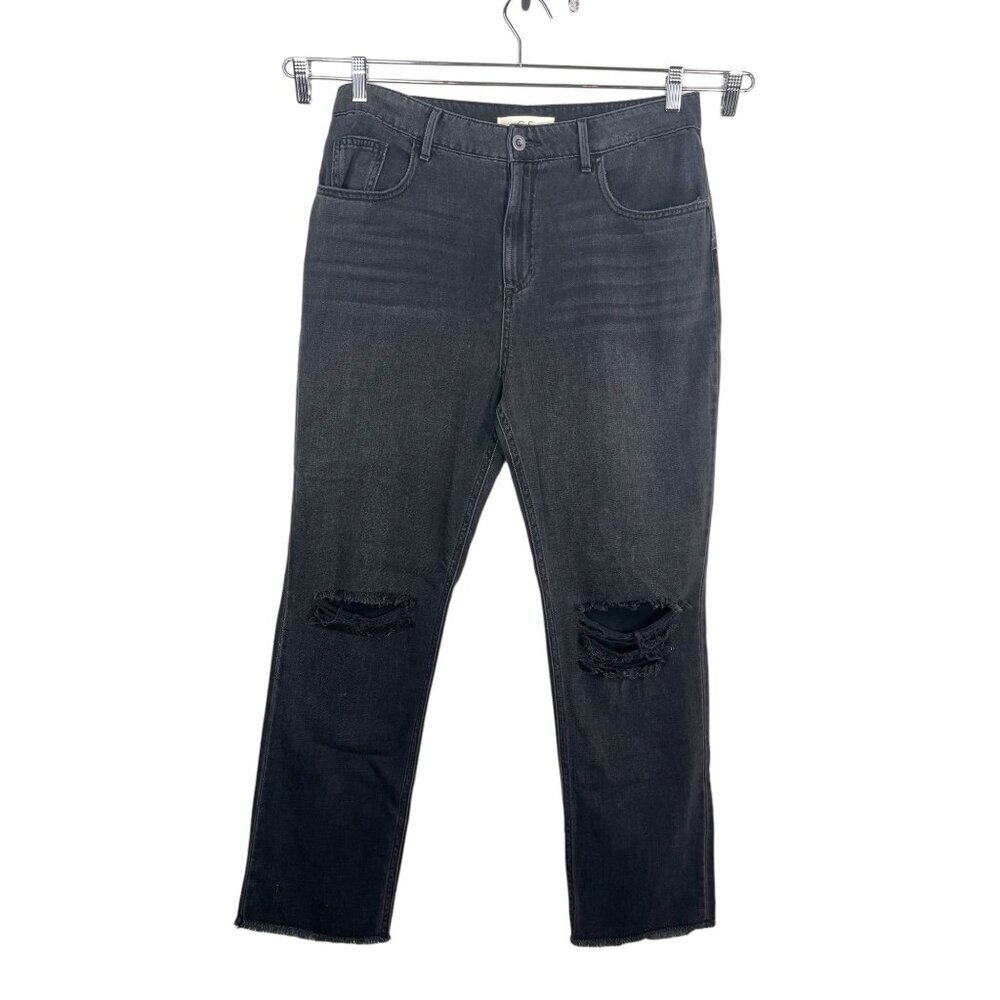 Anthropologie Cloth‎ & Stone Straight leg cropped chambray pants black sz 30